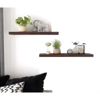 Phph Wood Floating Shelves For Wall Wooden Wall Shelves For Bedroom Set Of 6 Brown 17 Inch