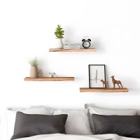 Phph Wood Floating Shelves For Wall Wooden Wall Shelves For Bedroom Set Of 6 Light Brown 17 Inch