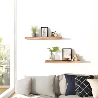 Phph Wood Floating Shelves For Wall Wooden Wall Shelves For Bedroom Set Of 6 Light Brown 17 Inch