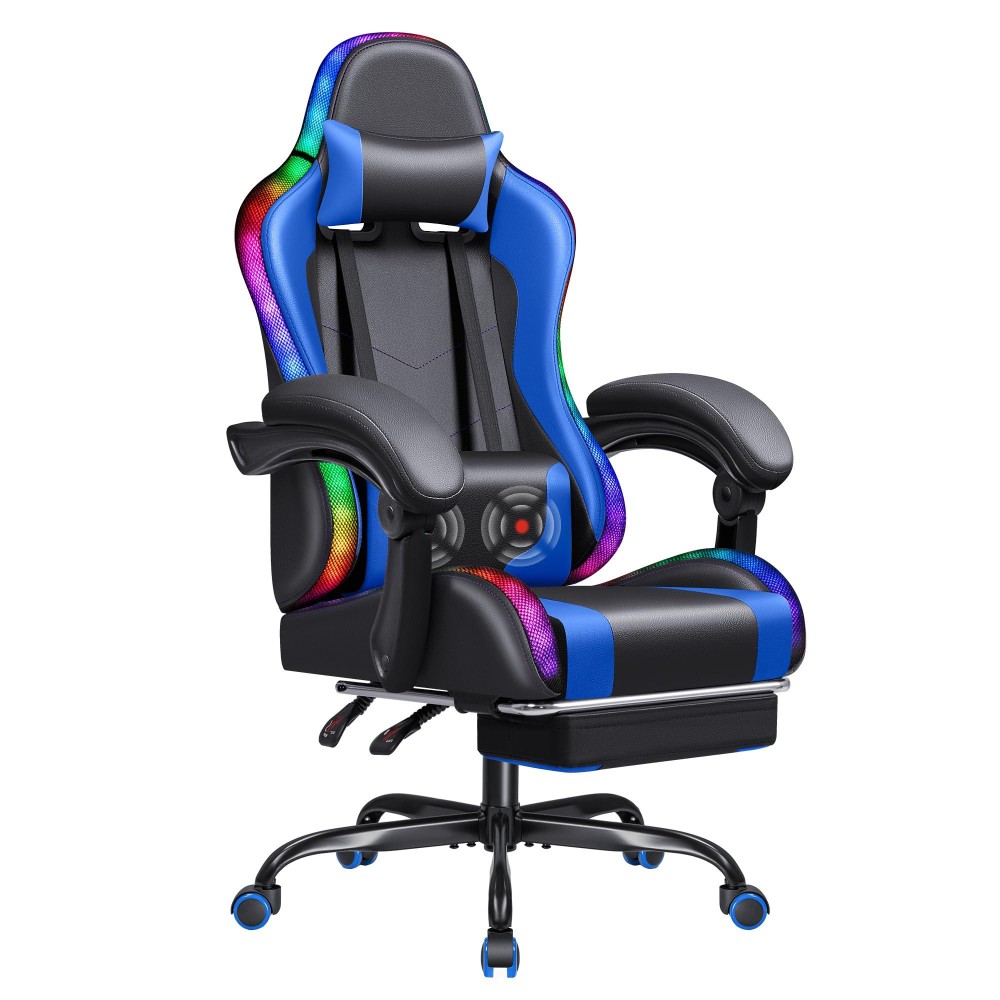 Homall Gaming Chair Video Game Chair With Footrest And Massage Lumbar Support Ergonomic Computer Chair Height Adjustable With