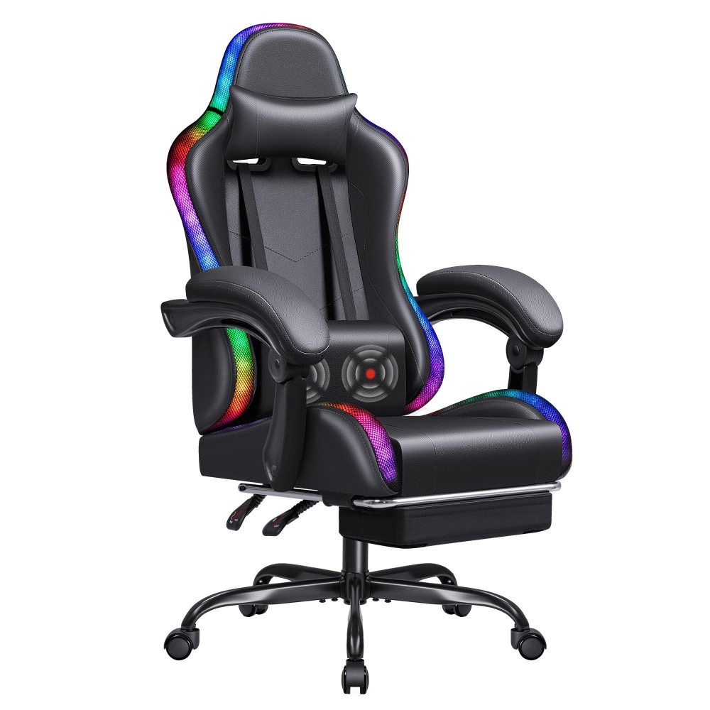 Homall Gaming Chair Video Game Chair With Footrest And Massage Lumbar Support Ergonomic Computer Chair Height Adjustable With