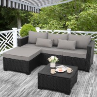 Rattaner 3 Pieces Patio Furniture Set Outdoor Sectional Wicker Patio Furniture Patio Couch With Ottoman And Outdoor Storage Tabl