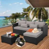 Rattaner 3 Pieces Patio Furniture Set Outdoor Sectional Wicker Patio Furniture Patio Couch With Ottoman And Outdoor Storage Tabl