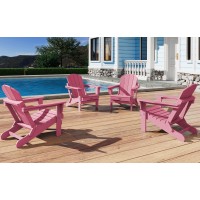 Serwall Foldable Adirondack Chair Set Of 4 For Patio Garden Outdoors Fire Pit Lightpink