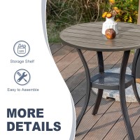 Vicllax Patio Dining Table Round Patio Table Metal Outdoor Bistro Table With Rack For Balcony Garden Deck 276Inch Black