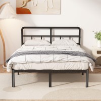 Yicensen 14 Inch Queen Bed Frame With Headboard Heavy Duty Metal Queen Size Platform Bed Frame No Box Spring Needed With Rounde