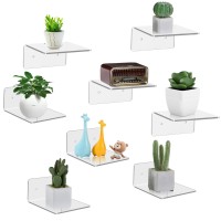 Bolidery 8 Pack Small Wall Shelf 4 Acrylic Wall Shelves Display Ledges For Storage Decoration Small Floating Shelf For Wal