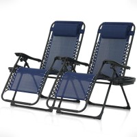 Caphaus Set Of 2 Blue Zero Gravity Chair Zero Gravity Recliner Zero Gravity Lounge Chair Antigravity Chair For Indoor Outd