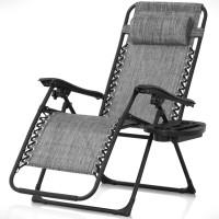 Caphaus Grey Zero Gravity Chair Zero Gravity Recliner Zero Gravity Lounge Chair Reclining Outdoor Chair Antigravity Chair F