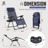 Caphaus Blue Zero Gravity Chair Recliner Lounge Chair Folding Chair With Side Tray Metal Textilene Fabric 300Lb Weight Cap