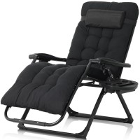 Caphaus Oversized Zero Gravity Lounge Chair Xl Zero Gravity Chair Folding Reclining Chair Wremovable Pad Side Tray Antigra