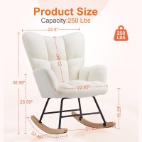 Sweetcrispy Rocking Chair Nursery Teddy Upholstered Glider Rocker With High Backrest Reading Chair Modern Rocking Accent Chair