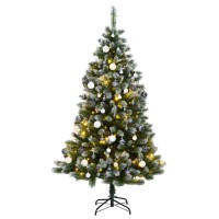 vidaXL Artificial Hinged Christmas Tree 150 LEDs & Ball Set 59.1