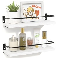 Richer House White Bathroom Shelves Small Floating Wall Shelf For Bathroom Decor Wall Mounted Wood Shelves Bathroom Wall Orga