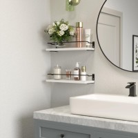 Richer House White Bathroom Shelves Small Floating Wall Shelf For Bathroom Decor Wall Mounted Wood Shelves Bathroom Wall Orga