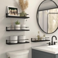 Richer House Bathroom Floating Shelves With Guardrail Set Of 4 Wall Mounted Small Storage Bathroom Shelves Rustic Bathroom She