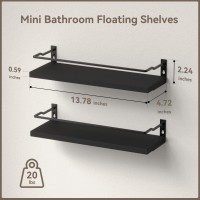 Richer House Black Bathroom Shelves Guardrail Floating Wall Shelf For Bathroom Decor Small Wall Mounted Wood Shelves Bathroo