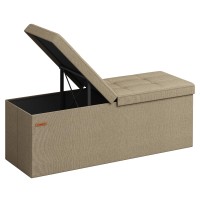 Songmics Storage Ottoman Foldable Storage Bench 15 X 43 X 15 Inches Flipping Lid 660 Lb Load Capacity For Entryway Living