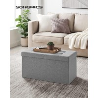 Songmics Storage Ottoman Foldable Storage Bench 15 X 30 X 15 Inches Flipping Lid 660 Lb Load Capacity For Entryway Living