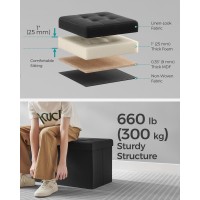 Songmics Storage Ottoman Foldable Storage Bench 15 X 30 X 15 Inches Flipping Lid 660 Lb Load Capacity For Entryway Living