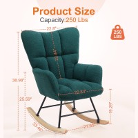 Sweetcrispy Rocking Chair Nursery Teddy Upholstered Glider Rocker With High Backrest Reading Chair Modern Rocking Accent Chair