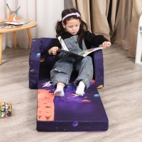 Momcaywex Astronaut Kids Sofa 2In1 Kids Couch Fold Out Convertible Sofa To Bed For Girls And Boys