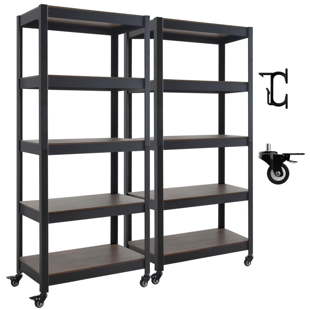 Homedant House 5Tier Metal Boltless Rolling Cart Shelf Rack Casters Heavy Duty Laminated Wheel Shelving Unit Adjustable Storage