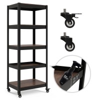 Homedant House 5Tier Metal Boltless Rolling Cart Shelf Rack Casters Heavy Duty Laminated Wheel Shelving Unit Adjustable Storage