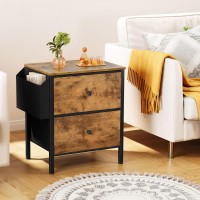 Boluo Nightstands Set Of 2 With Drawers Small Night Stand With Pocket 2 Drawer Dresser For Bedroom Set End Table Brown