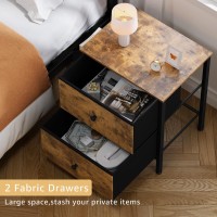 Boluo Nightstands Set Of 2 With Drawers Small Night Stand With Pocket 2 Drawer Dresser For Bedroom Set End Table Brown