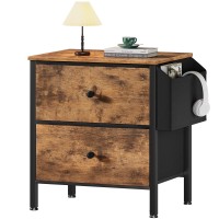 Boluo Night Stand With Drawers For Bedroom Small Nightstand With Pocket 2 Drawer Dresser End Table Brown