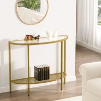 Saygoer Glass Half Moon Console Table 2 Tier Narrow Entryway Table With Gold Metal Frames Modern Couch Table Small Entry Way Ta