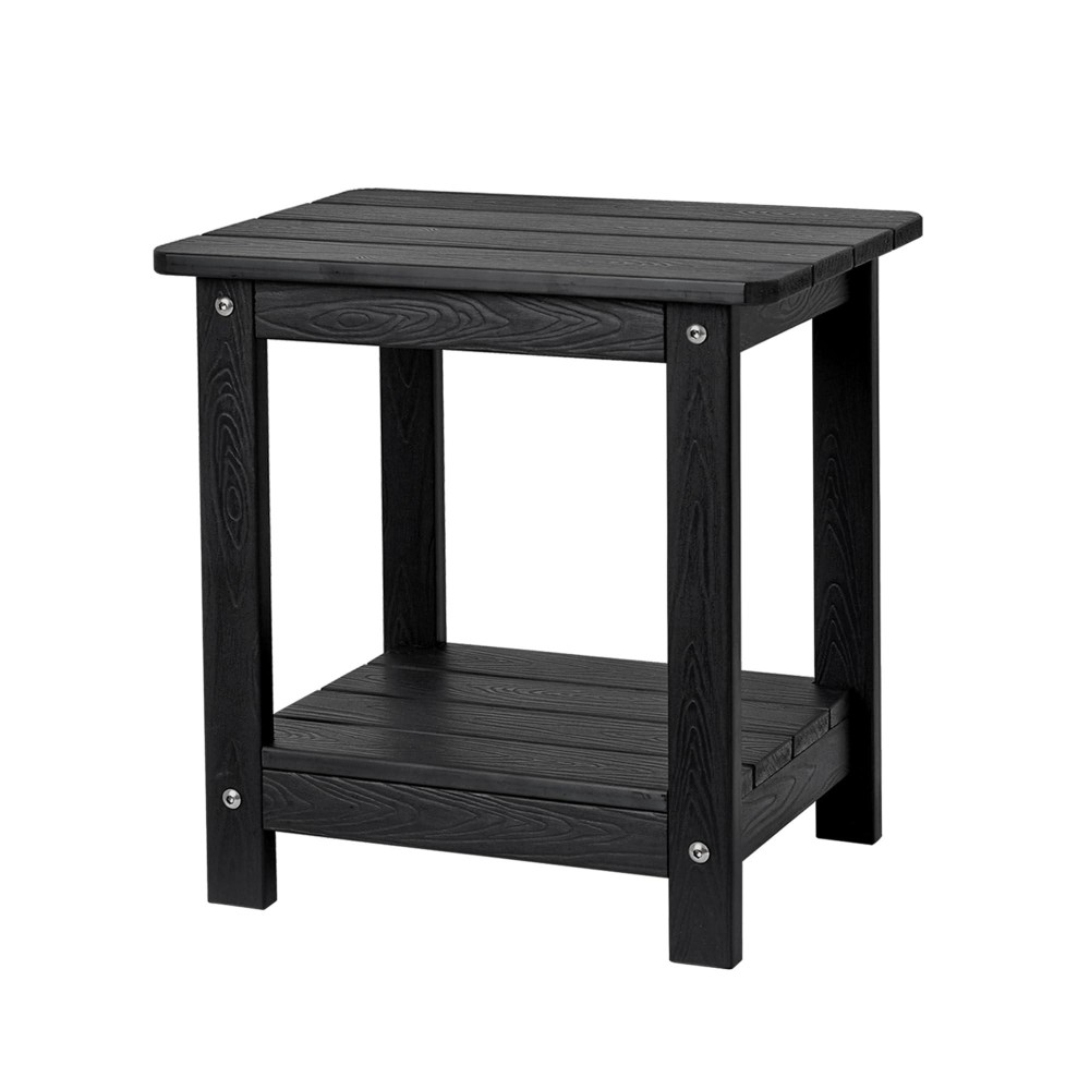 Onbrill Adirondack Outdoor Side Table Patio End Table With Storage Hdps Weather Resistant For Patio Pool Porch Garden Blac