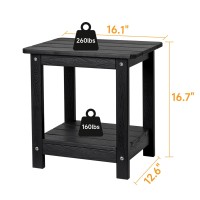 Onbrill Adirondack Outdoor Side Table Patio End Table With Storage Hdps Weather Resistant For Patio Pool Porch Garden Blac