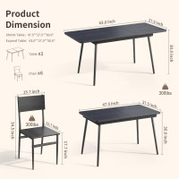 Qsun 7Piece Dining Table For 46 63 Large Extendable Kitchen Table Set With 6 Chairs Dining Table Set For Kitchen Dining