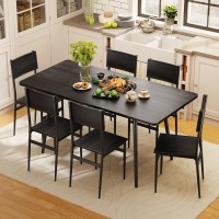 Qsun 7Piece Dining Table For 46 63 Large Extendable Kitchen Table Set With 6 Chairs Dining Table Set For Kitchen Dining