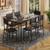 Qsun 7Piece Dining Table For 46 63 Large Extendable Kitchen Table Set With 6 Chairs Dining Table Set For Kitchen Dining