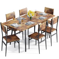 Qsun 63 Extendable Dining Table Set For 46 People 7Piece Dining Table Set For 6 People With 6 Chairs Mdf Wood Board Kitch