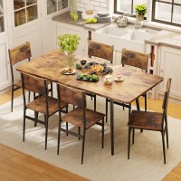 Qsun 63 Extendable Dining Table Set For 46 People 7Piece Dining Table Set For 6 People With 6 Chairs Mdf Wood Board Kitch