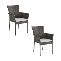 Naterial Noa | Set Of 2 Rattan Style Garden Chairs With Armrests | Steel Frame With Cushion Seat | Ideal For Outdoor Use Such As Garden, Beach Or Balcony.