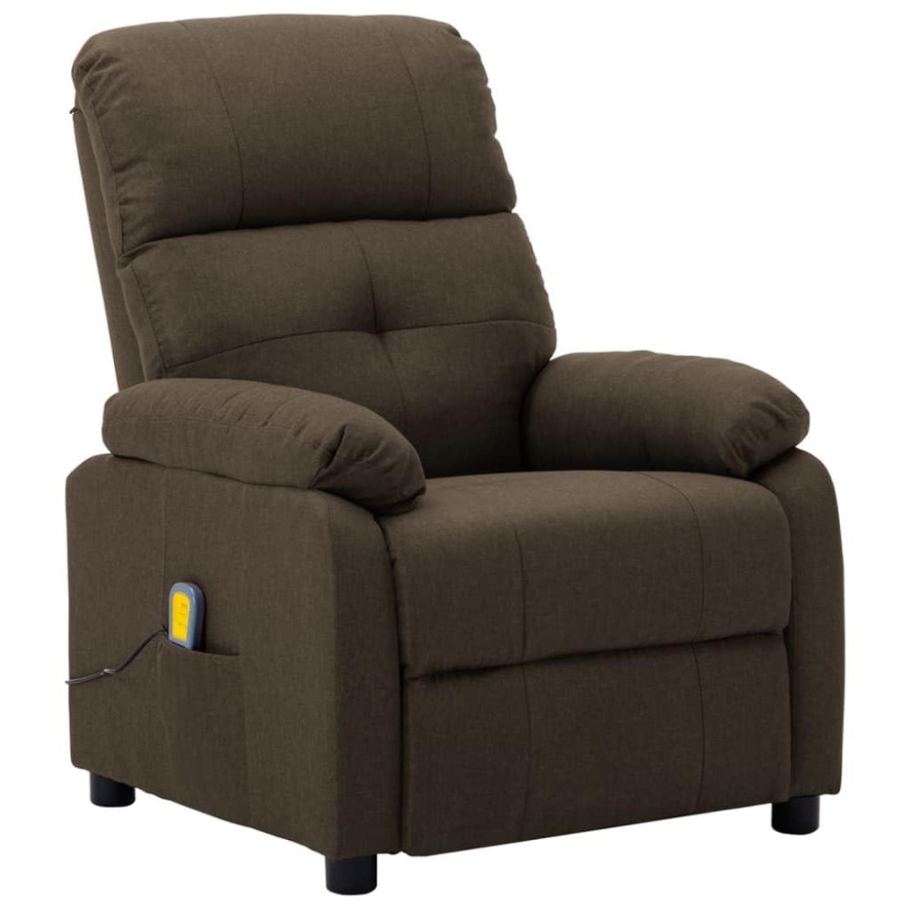 Vidaxl Massage Recliner In Brown - Comfort And Relaxation With Adjustable Backrest And Footrest, Relaxing Massage And Heating Functions, Durable Fabric Upholstery And Convenient Side Pocket