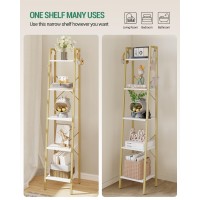 Hzuaneri Ladder Shelf Bookshelf Bookcase Freestanding Corner Storage Shelve With 2 Hooks For Home Office Living Room Kitchen