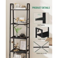 Hzuaneri Ladder Shelf Bookshelf Bookcase Freestanding Corner Storage Shelve With 2 Hooks For Home Office Living Room Kitchen