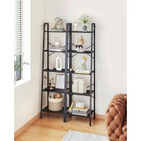 Hzuaneri Ladder Shelf Bookshelf Bookcase Freestanding Corner Storage Shelve With 2 Hooks For Home Office Living Room Kitchen