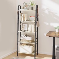 Hzuaneri Ladder Shelf Bookshelf Bookcase Freestanding Corner Storage Shelve With 2 Hooks For Home Office Living Room Kitchen