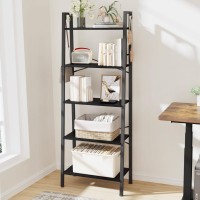 Hzuaneri Ladder Shelf Bookshelf Bookcase Freestanding Corner Storage Shelve With 2 Hooks For Home Office Living Room Kitchen