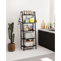 Hzuaneri Ladder Shelf Bookshelf Bookcase Freestanding Corner Storage Shelve With 2 Hooks For Home Office Living Room Kitchen