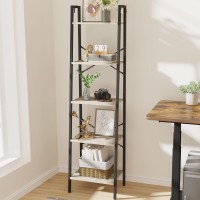 Hzuaneri Ladder Shelf Bookshelf Bookcase Freestanding Corner Storage Shelve With 2 Hooks For Home Office Living Room Kitchen