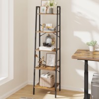 Hzuaneri Ladder Shelf Bookshelf Bookcase Freestanding Corner Storage Shelve With 2 Hooks For Home Office Living Room Kitchen