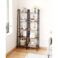 Hzuaneri Ladder Shelf Bookshelf Bookcase Freestanding Corner Storage Shelve With 2 Hooks For Home Office Living Room Kitchen